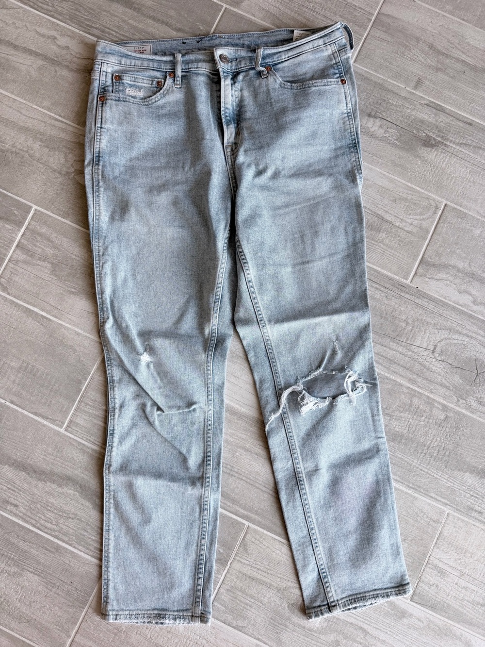 GAP Light Blue Straight Leg Distressed Jeans